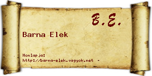 Barna Elek névjegykártya